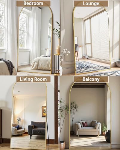 Prywot Full Length Mirror, Oversized 81"x41" Arched-Top Floor Mirror - Image 4