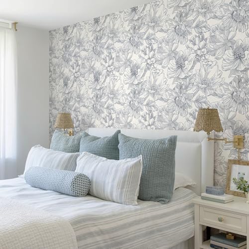 Dimoon 197"x17.3"Grey Floral Line Contact Paper Retro Wallcovering - Image 4