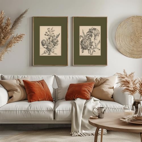 Flower Sketch Wall Art Sage Green Floral Canvas Poster Vintage Botanical Wall - Image 6