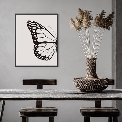 Habseligkeit Black Abstract Wall Art Prints Butterfly Poster 8x10 Set of 6 - Image 3