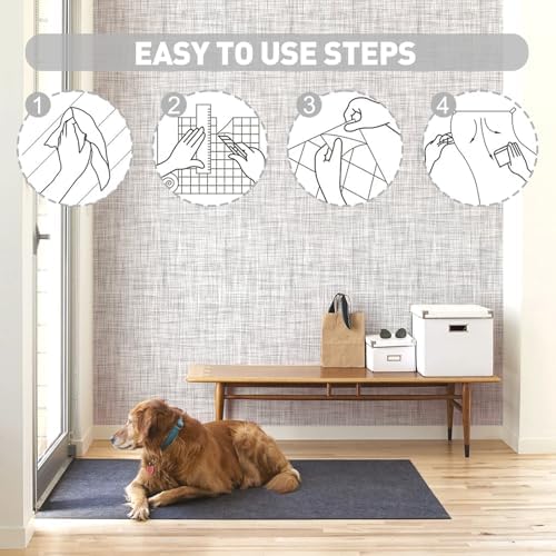 Gray Grasscloth Wallpaper Peel and Stick Wallpaper Texture Contact Paper - Image 4