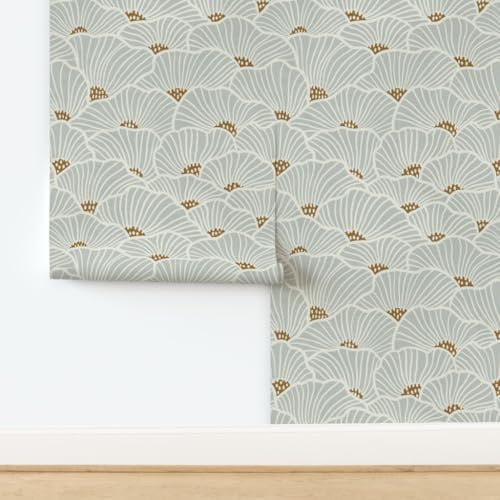 Spoonflower Neutral Flowers Peel and Stick Removable Wallpaper - Image 4