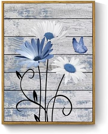 HVEST Blue and White Floral Wall Art by HVEST