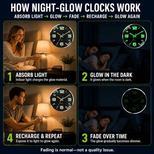 Wall clock 12-inch metal frame luminous silent time accurate - Image 6