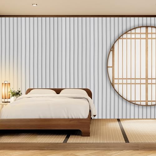 Wood Slat Peel and Stick Wallpaper 23.6"x120" Light Gray Oak Vinyl Faux Wood - Image 5