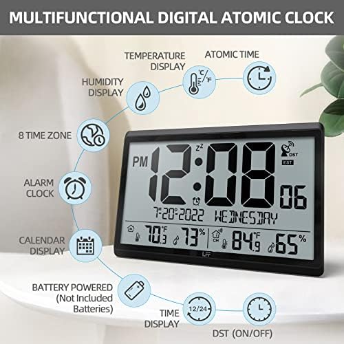 LFF Atomic Clock/Never Needs Setting, Battery Operated, Atomic Wall Clock - Image 2