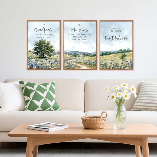 CHDITB Framed Christian Bible Verse Wall Art, Rustic Spiritual Meadow Decor - Image 2
