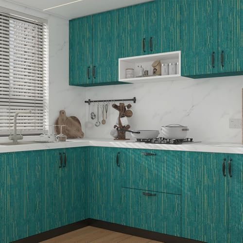 Decotalk Grasscloth Peel and Stick Wallpaper Teal Grasscloth Vinyl Textured - Image 4