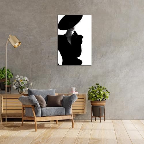 Trendy Magazine Cover Poster Black And White Fashion Women Canvas Wall Art - Image 3