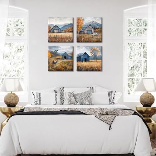 Colorful Wildflower Wall Art Farmhouse Barn Pictures Wall Decor Autumn Mountain - Image 4