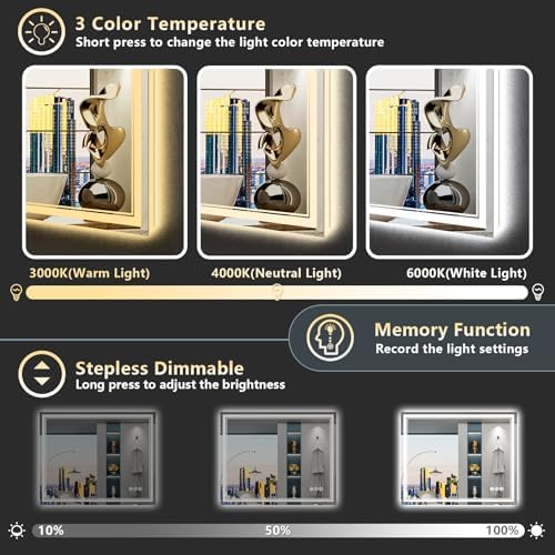 40x24 LED Bathroom Mirror, Backlit & Front Lit Lighted Mirror - Image 4