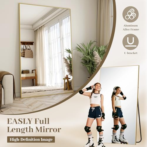 Easly Full Length Mirror with Stand 46"x76" Full Body Mirror Floor Mirror - Image 6