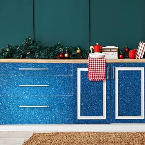 CHIHUT Sparkle Blue Glitter Wallpaper Peel and Stick Glitter Contact Paper - Image 3