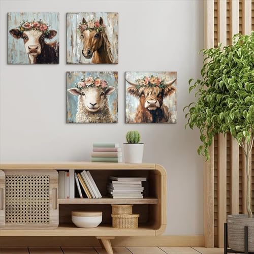 Farmhouse Animals Wall Art Highland Cow Decor - Image 3