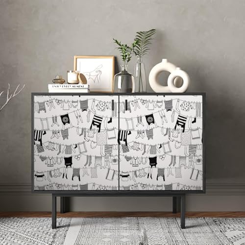 REDAMANCY Black and White Laundry Clothes Line Painting Modern Abstract Art - Image 4