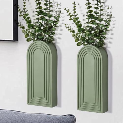 Dnnnii 2 Pack Wooden Wall Vase Set by Dnnnii
