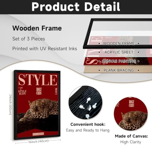 Red Cheetah Wall Decor Prints Leopard Pictures Aesthetic Poster Preppy Art - Image 2