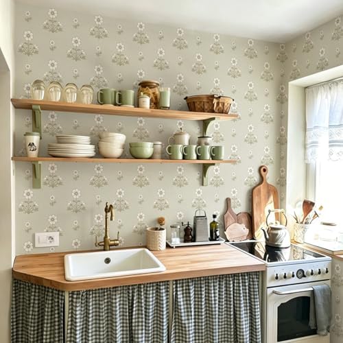 Ismoon Vintage Wallpaper Floral Peel and Stick Wallpaper Cottage Contact Paper - Image 5