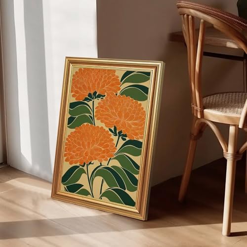 EJPFOGV Art Nouveau Orange Flower Botanical Framed Canvas Wall Art 16x24 in - Image 5