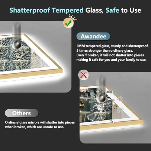 50x40 Gold LED Bathroom Mirror - Image 7