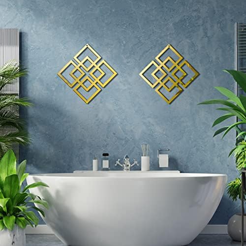 Weysat 2 Pieces Silver Mirrored Wall Decor 11.8 x 11.8 - Image 5