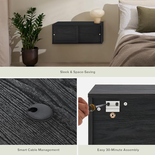 mopio Lauren Floating TV Shelf, Wall Mounted Wood Television Cabinet, Nightstand - Image 5