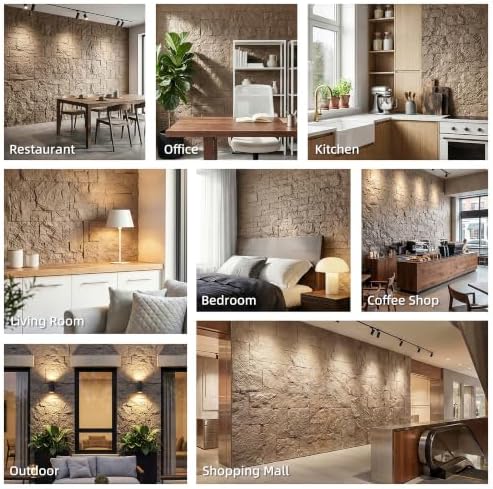 HOMCOM 3D Faux Stone Wall Panels Water-Resistant 4' x 2' Beige - Image 6