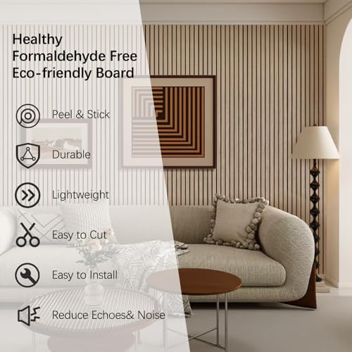 Acoustic Wood Wall Panels, 94.5" Extra-Long Easy Peel & Stick Panels - Image 6
