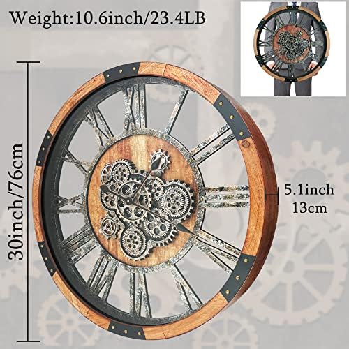 30 Inch Moving Gear Wall Clock, Oversized Wall Clocks, Clock Living Room Decor - Image 2