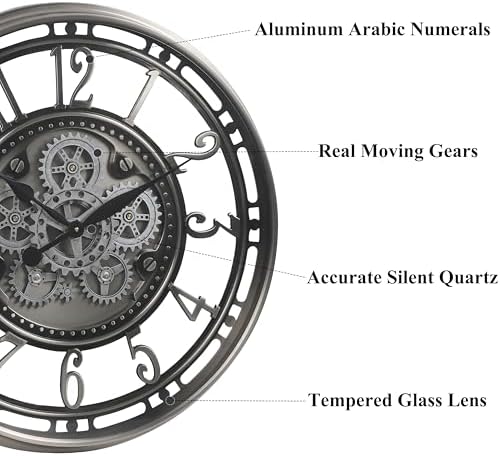 CLXEAST 28" Oversized Moving Gear Wall Clock - Image 2