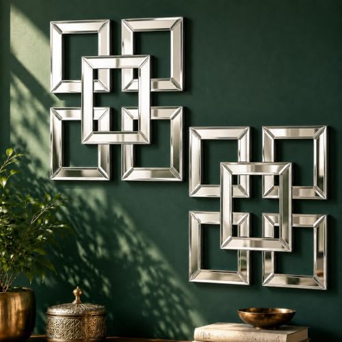 Square Decorative Wall Mirror 12 x 12 Inch, Modern Wall Mounted Accent Mirror by OPULINEA
