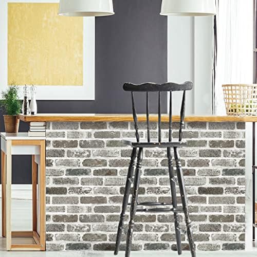 Jeweluck Gray Brick Vinyl Wallpaper, 17.7x196.8in, Removable Self-Adhesive Wall - Image 6