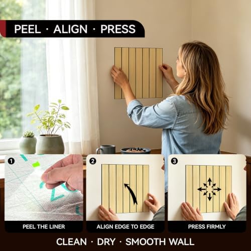 CUCOS Light Brown PVC Slat Wall Panels, 11.8 in Square, 10 Pack - Image 4