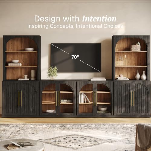 BELLEZE Jagger 130" Wall Unit 6-Piece Modular TV Stand - Image 3