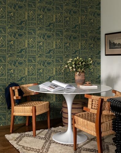 Erfoni Green and Gold Wallpaper Vintage Self Adhesive Peel Stick Wallpaper - Image 6