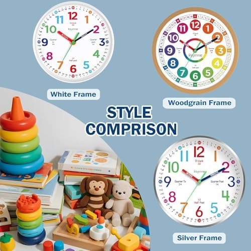 Roymnie Wall Clock 10" for Kids Learning Teaching Silent Battery Operated - Image 5
