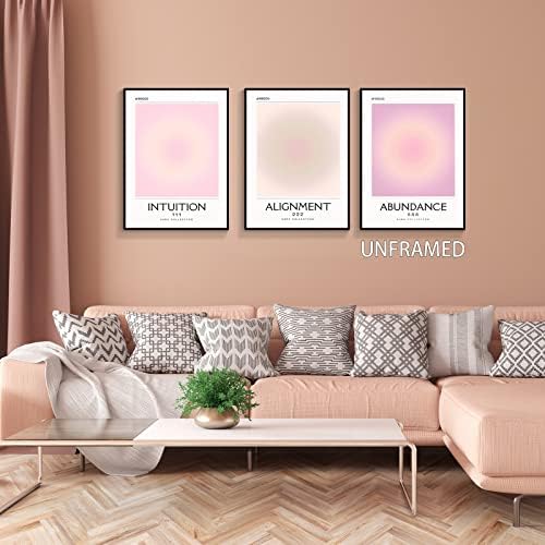 3 Piece Pink Gradient Aura Spiritual Canvas Wall Art Trippy Positive - Image 3