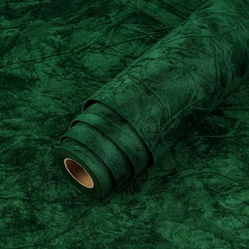 LACHEERY 157"x24" Velvet Peel and Stick Wallpaper Green Flocked Velvet by LaCheery