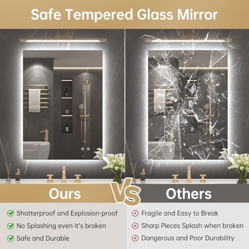 LOVESPEJO 22"x30" Backlit Mirror Bathroom, LED Bathroom Mirror - Image 6