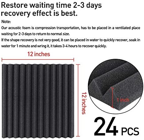 Focusound 24 Pack Acoustic Foam Panels 1" x 12" x 12" Sound Proof Foam Panles - Image 5