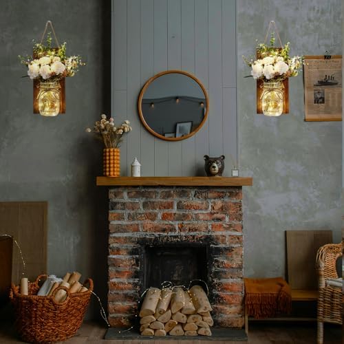 Lightess Mason Jar Wall Decor, Rustic Wall Sconces - Image 3