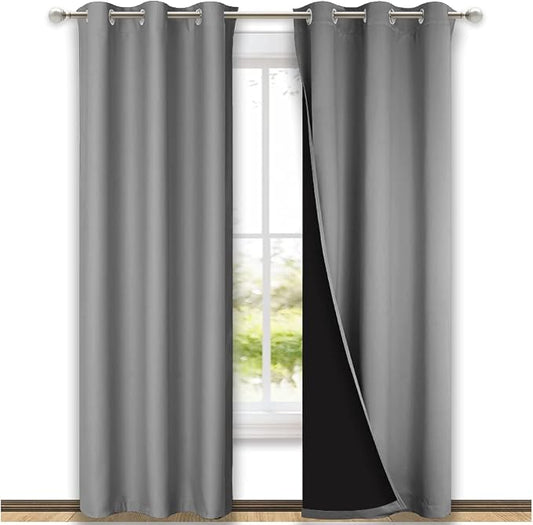 NICETOWN Silver Grey Full Shade Curtain Panels, Pair of Thermal Insulated & by NICETOWN