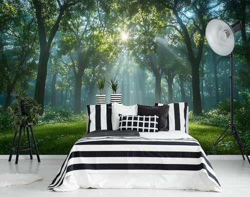 Mural of a Green Forest bathed in Sunlight self-adhesive-96 x137 by GLWYHY