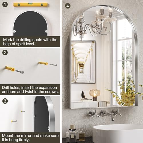Brightify Arched Mirror, Arched Wall Mirror, 26 x 38 Inch Silver Arch Mirror - Image 5