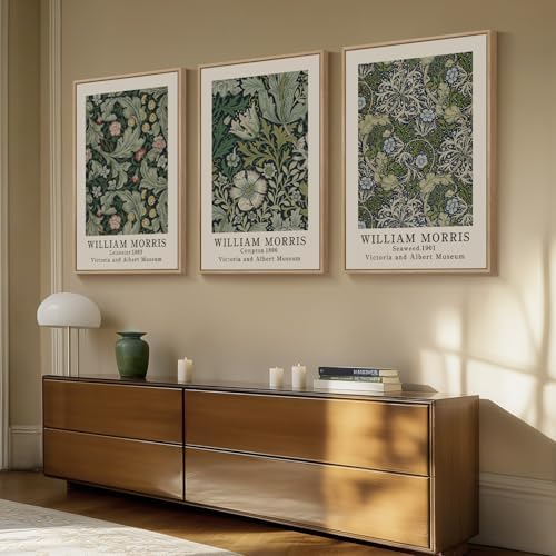 Large Framed William Morris Vintage Green Wall Art - Image 2