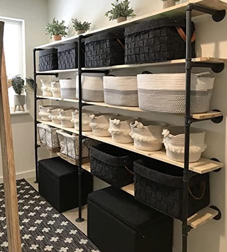 Industrial Retro Wall Mount Iron Pipe Shelf, DIY Open Bookshelf, Hung Bracket - Image 7