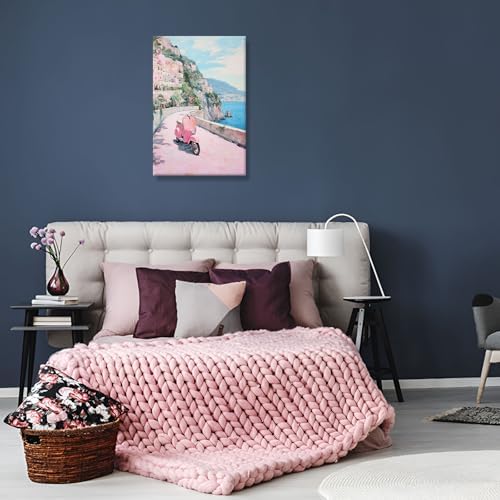 Bittiler Italian Beach Landscape Posters Amalfi Coast Pastel Canvas Wall Art - Image 4