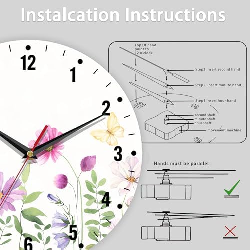SPUNKER Clock for Bedroom, Wildflower Wall Clocks for Living Room Decor - Image 5