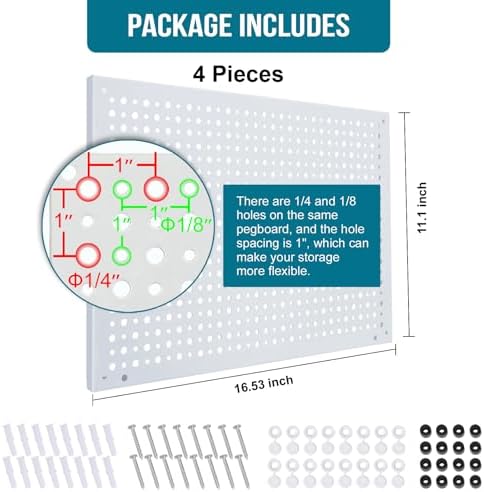 Peg Board, Heavy Duty Steel Organization Panels, Universal 1/8 and 1/4 Peg - Image 2
