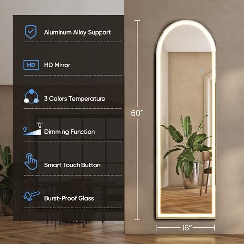 16"x60" Arched LED Full Length Mirror - Image 2